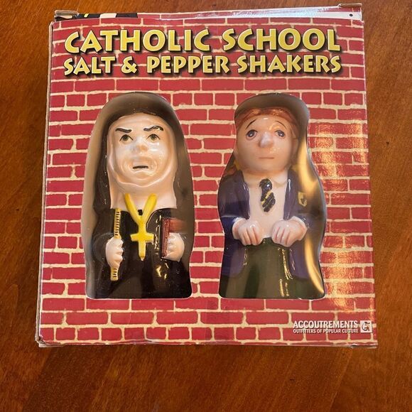 NEW. Catholic School Girl Salt & Pepper Shaker Set - Picture 1 of 5